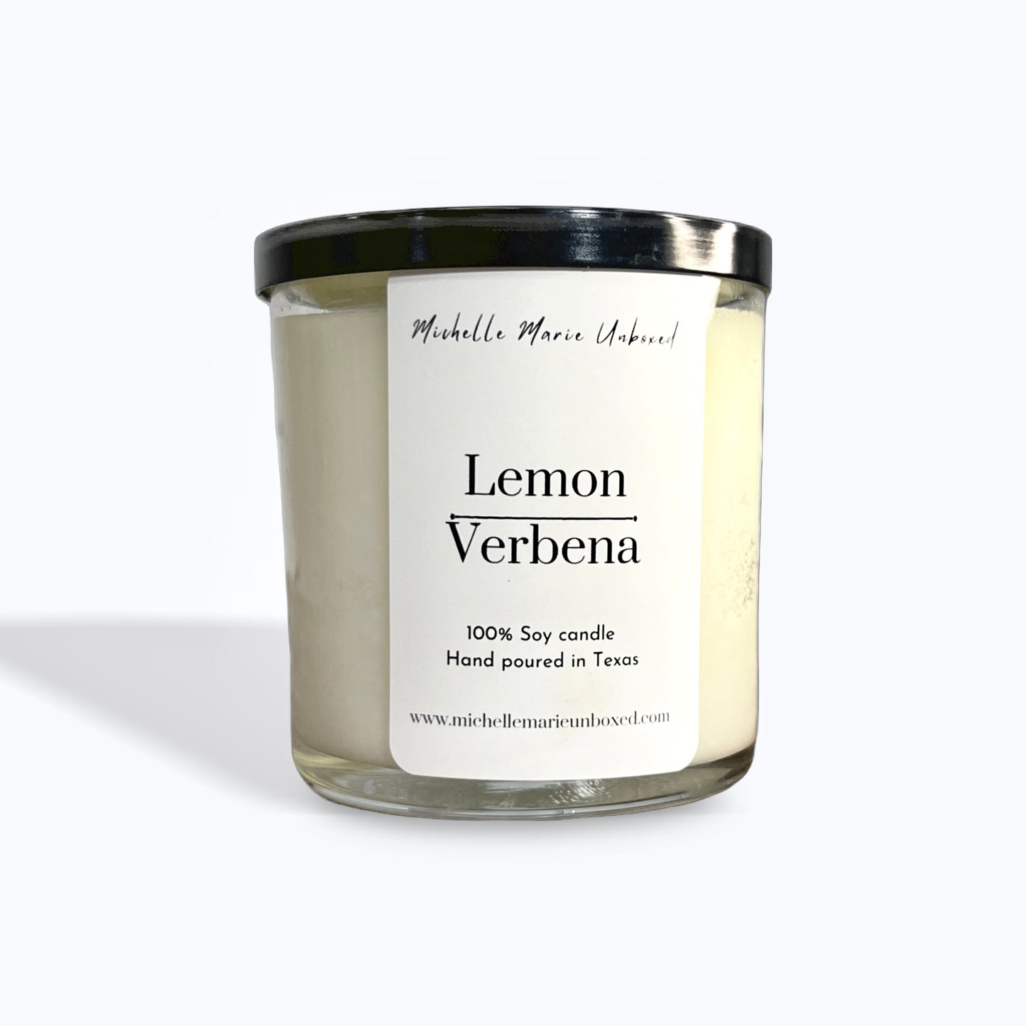 Lemon Verbena 8.7 candle on a white background